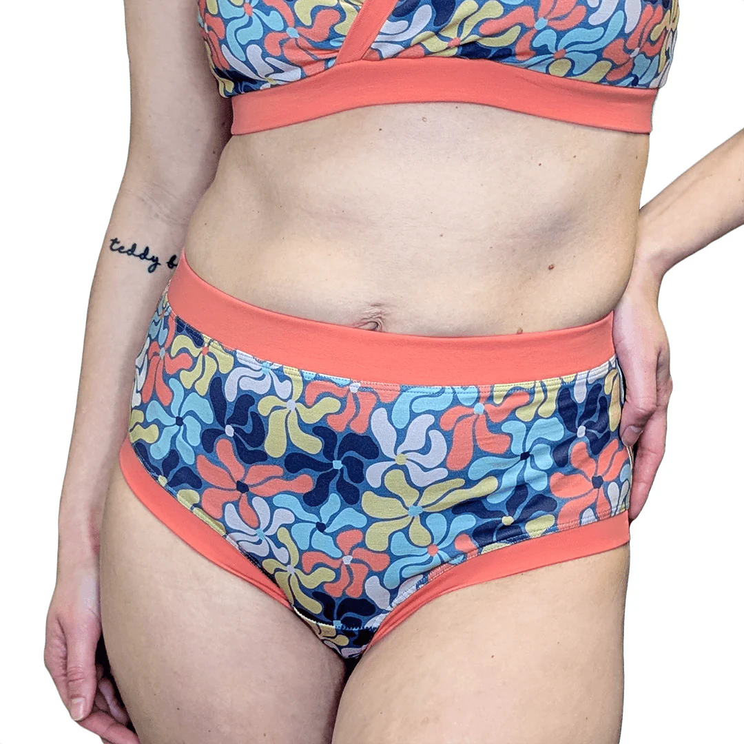 High Rise Briefs - Wavy Flowers - Image 4