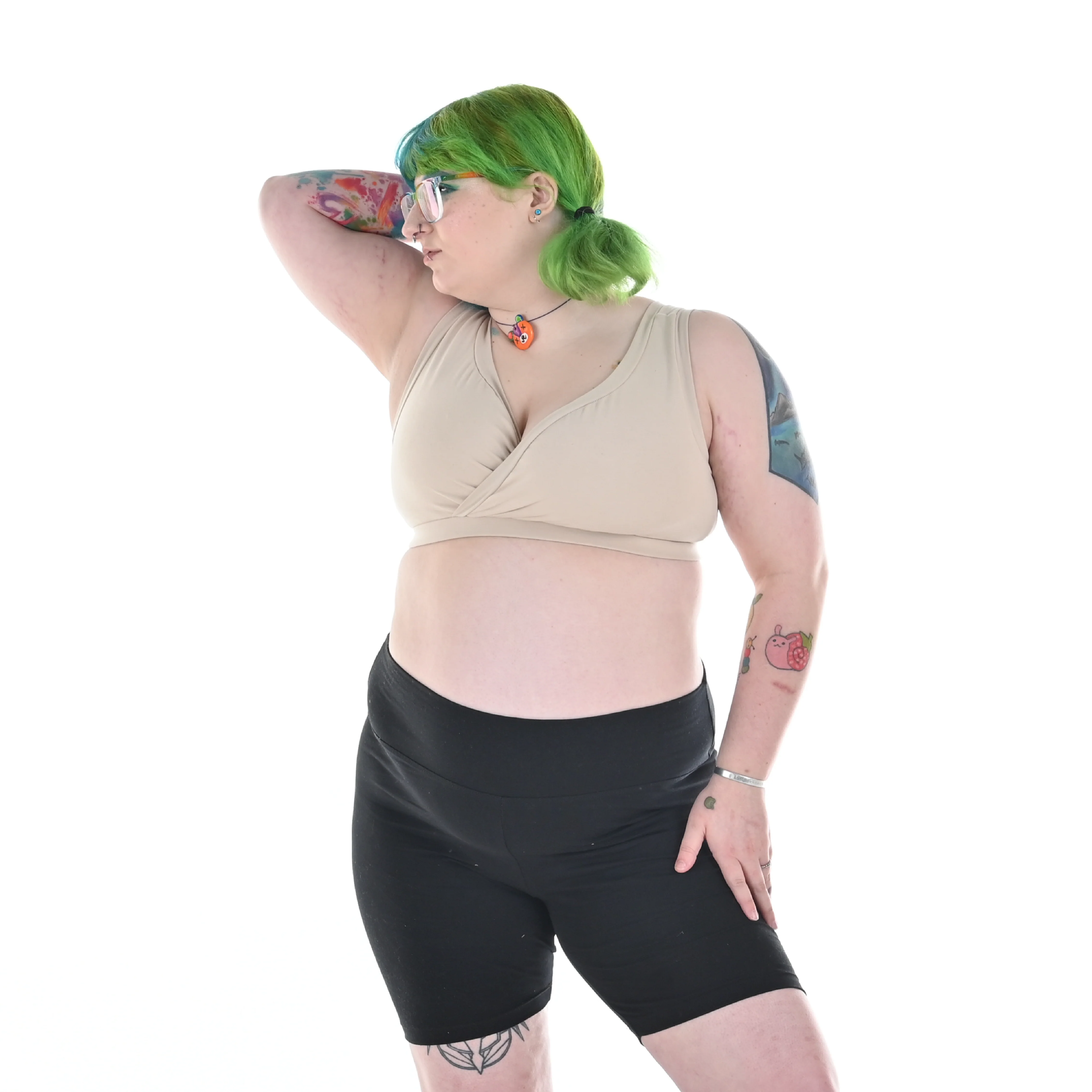 High Waist Organic Cotton Cycling Shorts - Black - Image 4