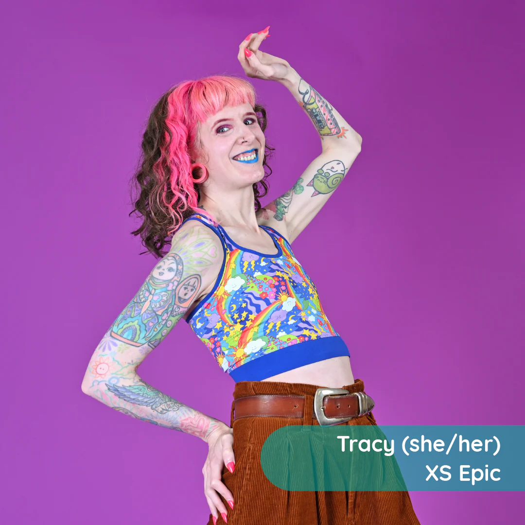 Racerback Bralette - Retro Rainbows - Image 5