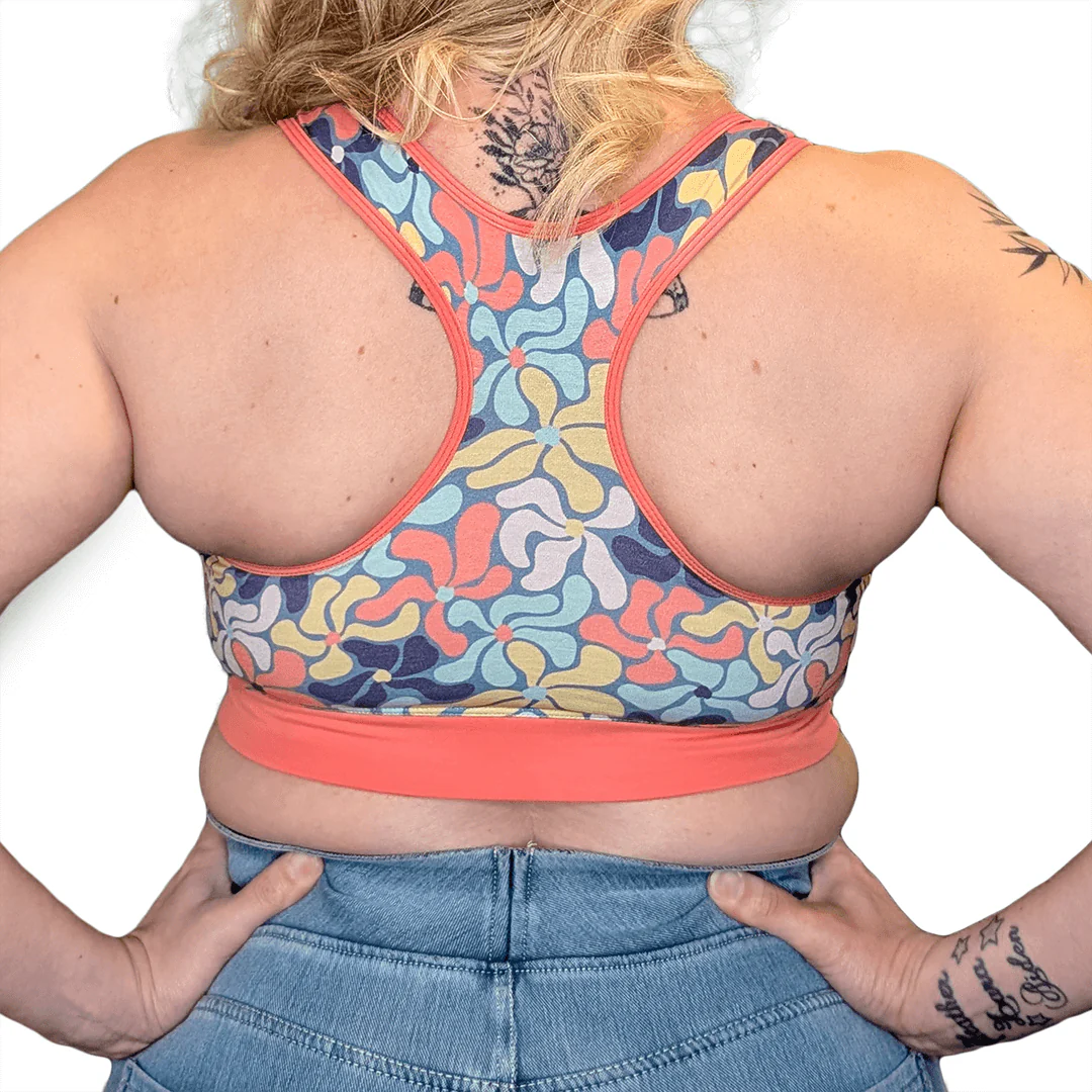 Racerback Bralette - Wavy Flowers - Image 4
