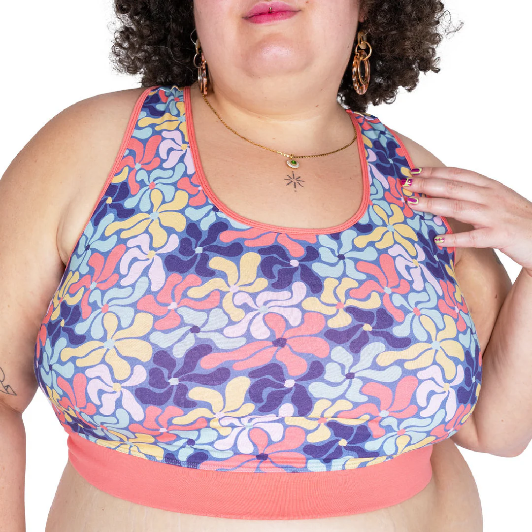 Racerback Bralette - Wavy Flowers - Image 6