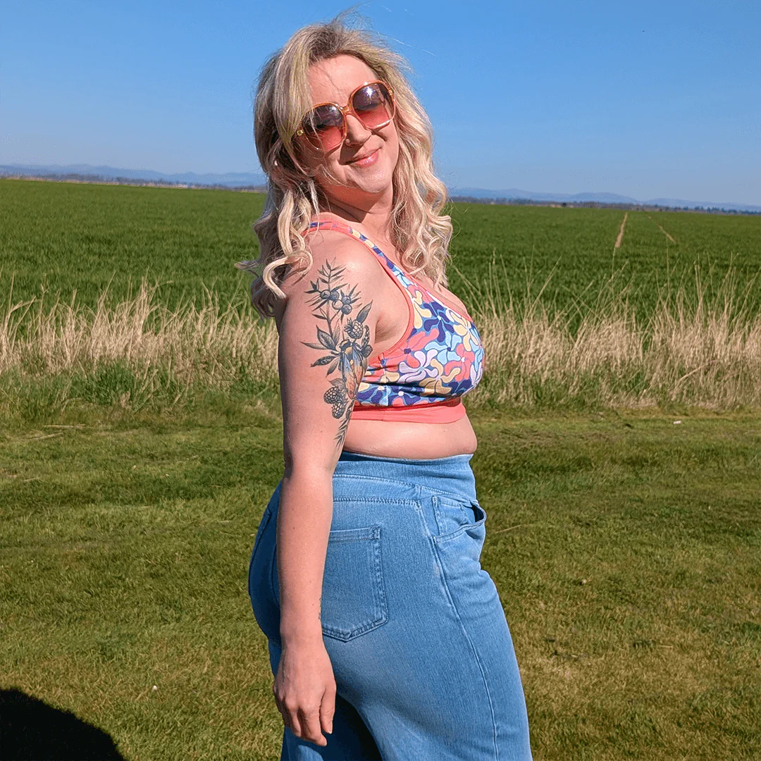 Racerback Bralette - Wavy Flowers - Image 7